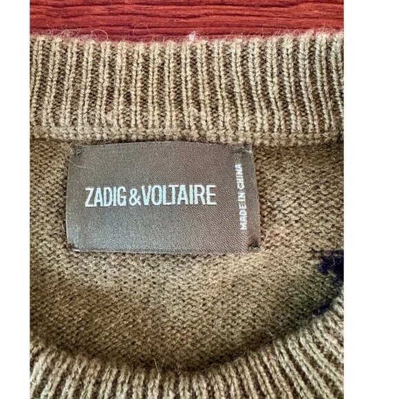Zadig & Voltaire 100% Cashmere Star Sweater - Rock Chic Luxury Size M - Picture 9 of 13